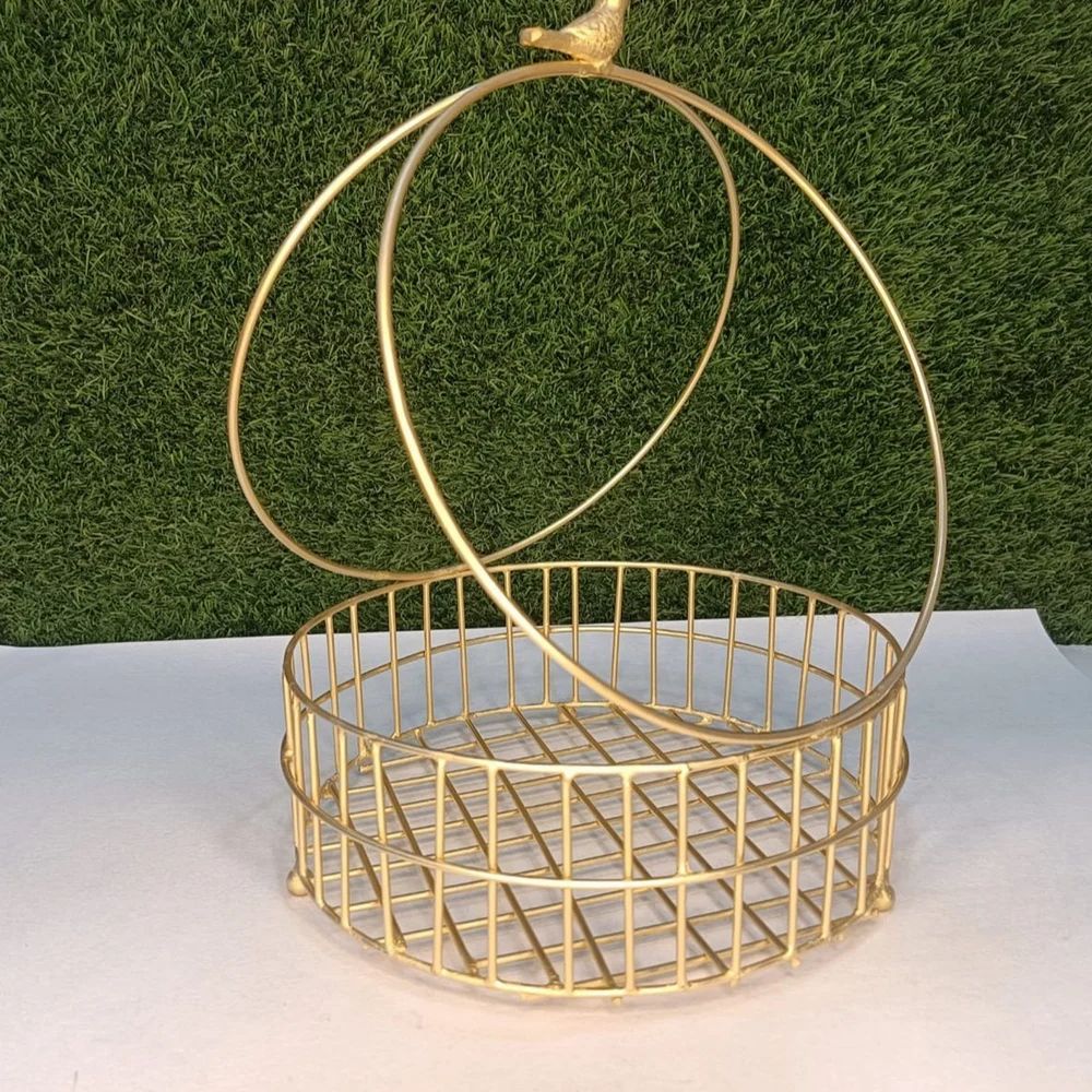 Golden Round Basket - Elite Bazaar