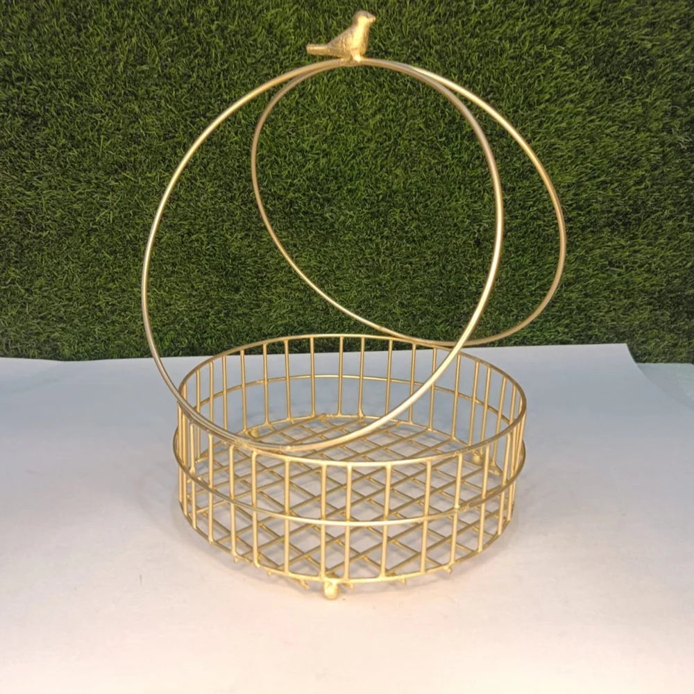Golden Round Basket - Elite Bazaar