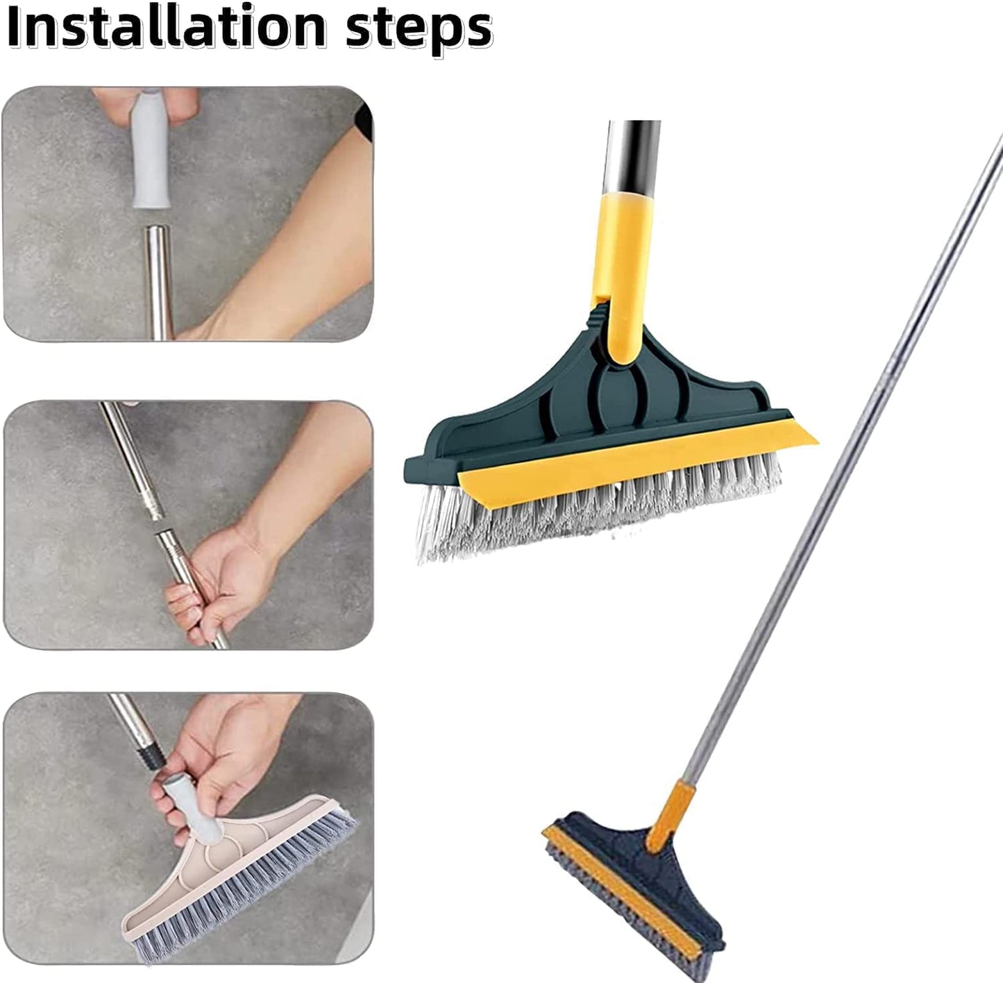 Magnus 3 In 1 Long Handle Tile Bristle Brush - Elite Bazaar